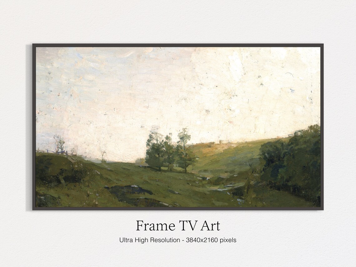 The Three Trees Painting, Vintage Landscape Art