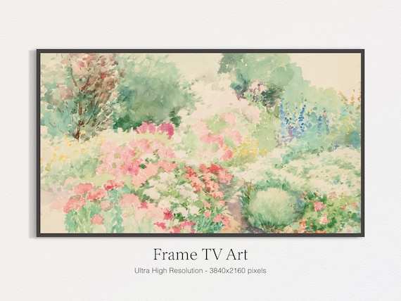 Spring Watercolor Floral Garden Art Print, Neutral Farmhouse