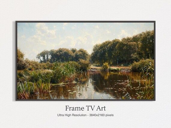 Summer Lake Vintage Landscape Art Print