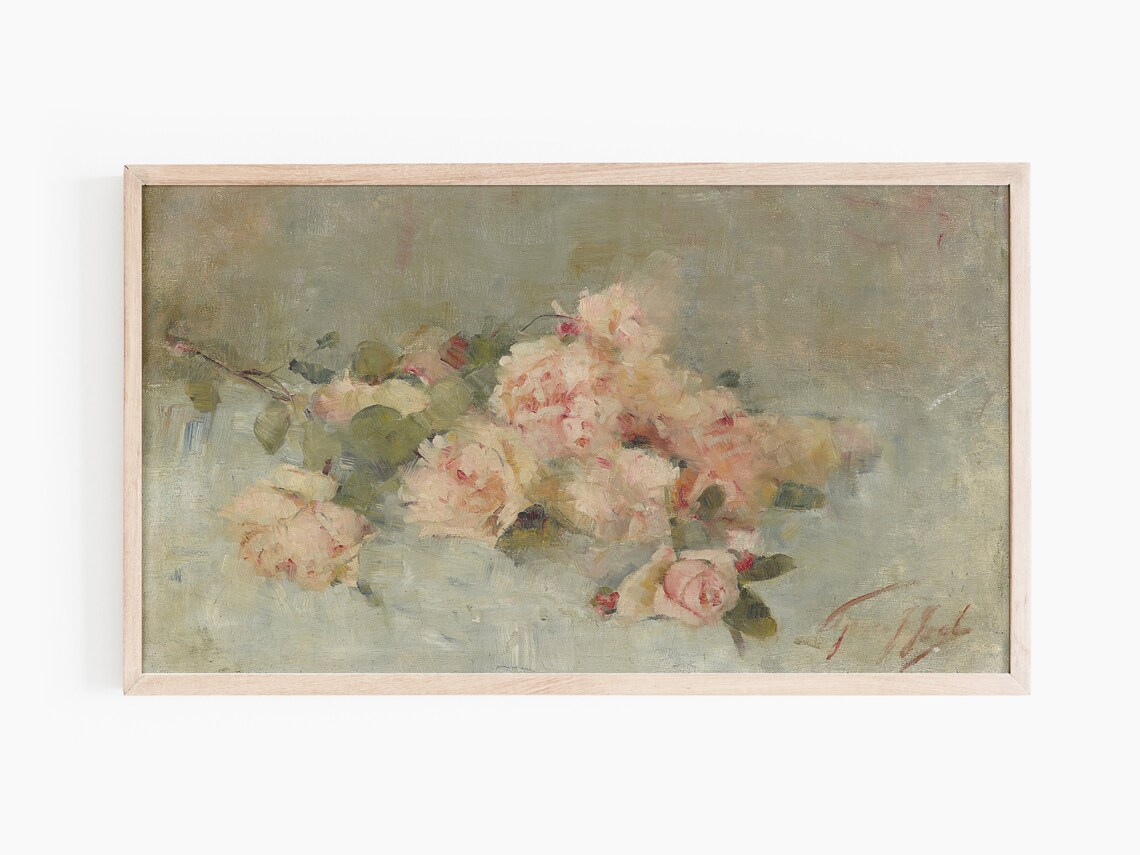 Vintage Flower Still Life Roses Art Print - Image 2