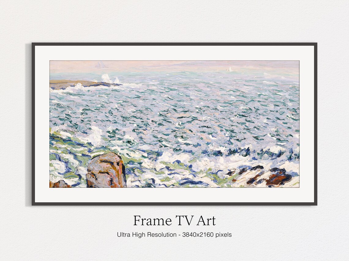 Surf Breaking In Cranberry Island, Classic Oil Print - Image 5