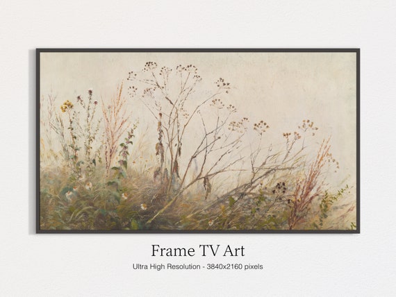 Wildflower Field Landscape, Vintage Farm House Art Print