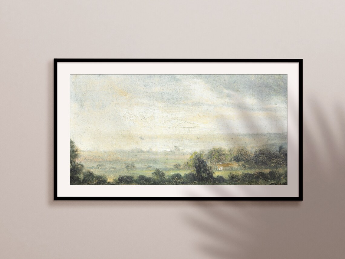 Vintage Frame TV Landscape Art Print, Muted Nature - Image 2