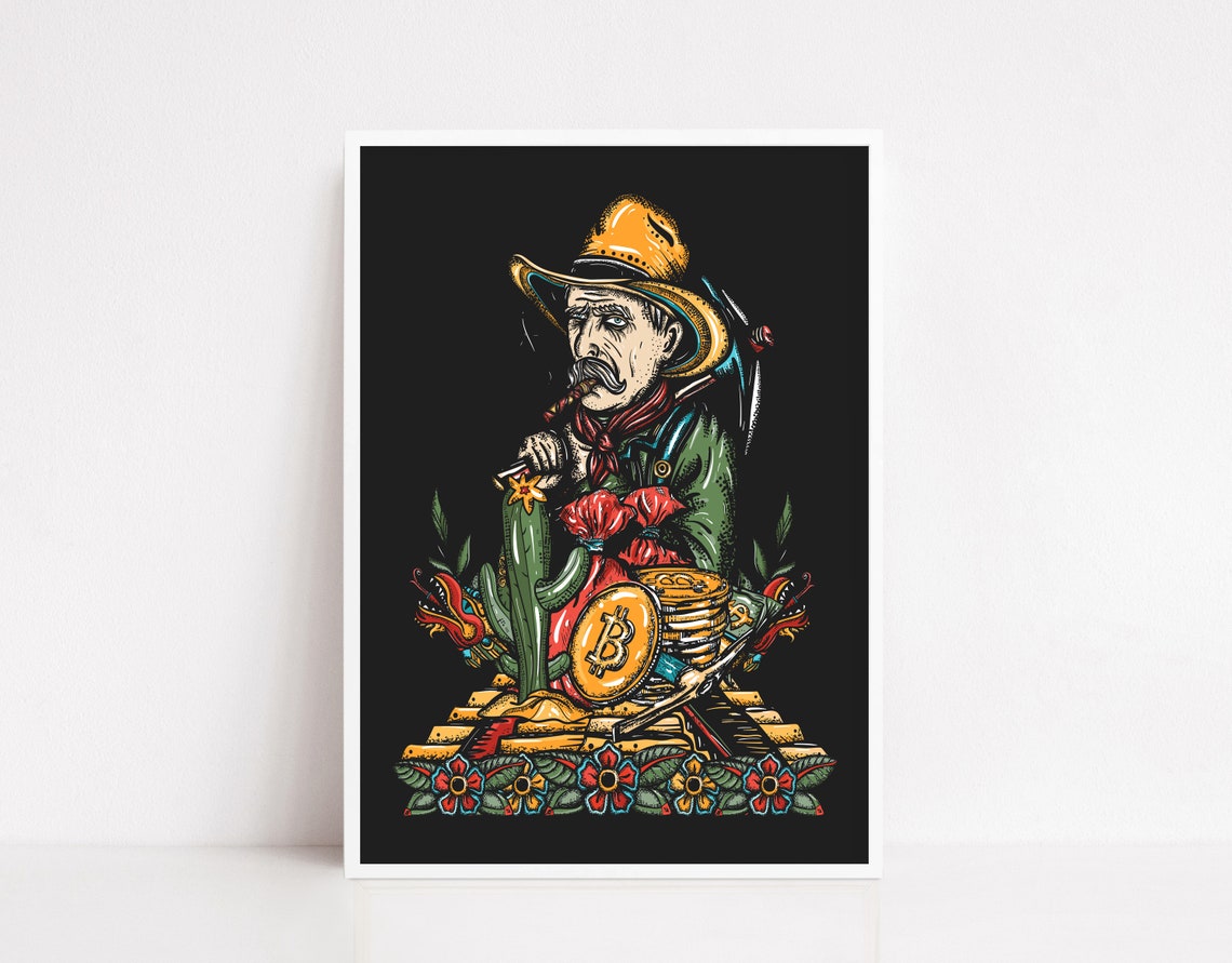Bitcoin Miner Poster Bitcoin Gift Bitcoin Art Cryptocurrency Poster