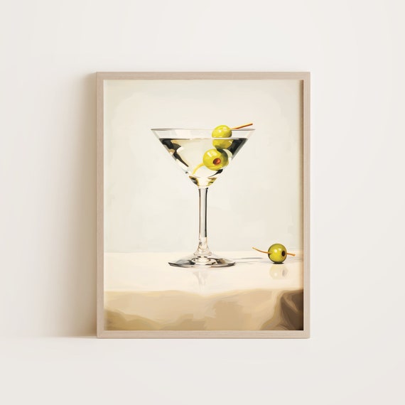 Retro Painting Art For Bar Cart Trendy Apartment Cocktail Instant