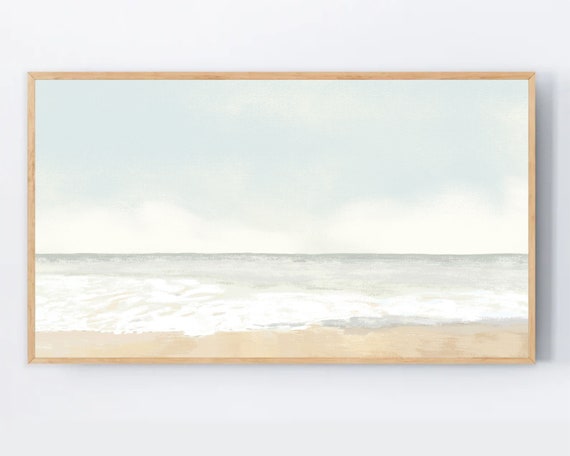 Samsung Frame Tv Art Neutral Beach Soft Pastel Tone Painting Abstract