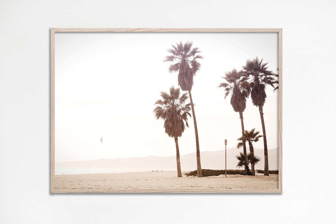 Boho Palm Trees Soft Neutral Beach Photography Style Decor Poster