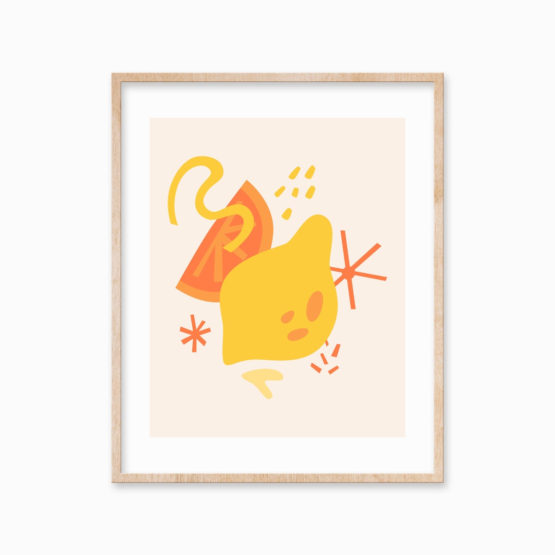 Bright Lemon and Orange Slice Abstract Citrus Summer Art Poster
