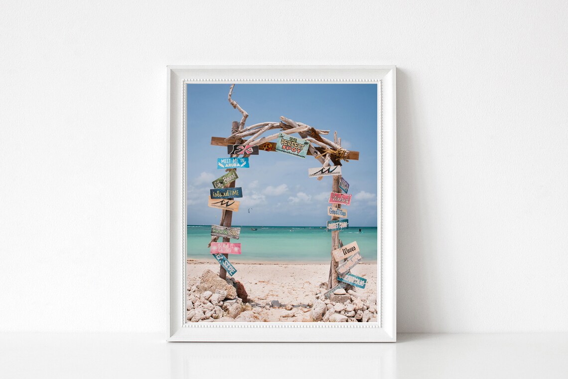 Aruba Beach Sign Travel Poster, Kitesurfing Art - Image 3