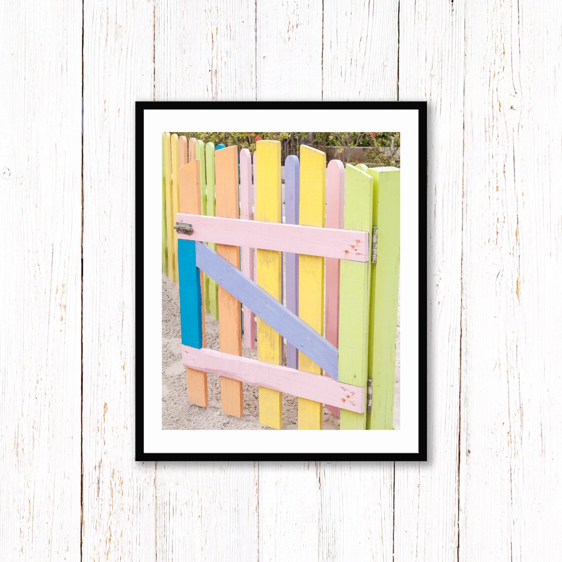 Pastel Rainbow Painted Picket Fence Gate Colorful Photo Poster - Image 2