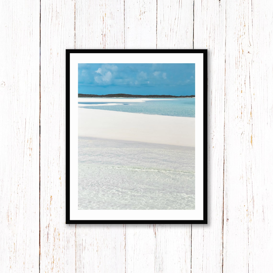 White Sandbar Glassy Shallow Water Teal Ocean Serene Photo Poster - Image 2