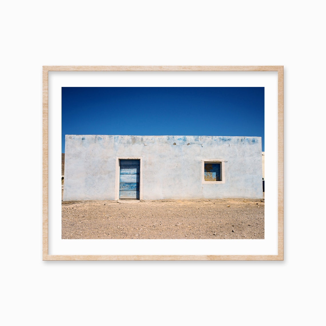 Whitewashed Desert Hut Blue Door Minimalist Southwest Photo Poster