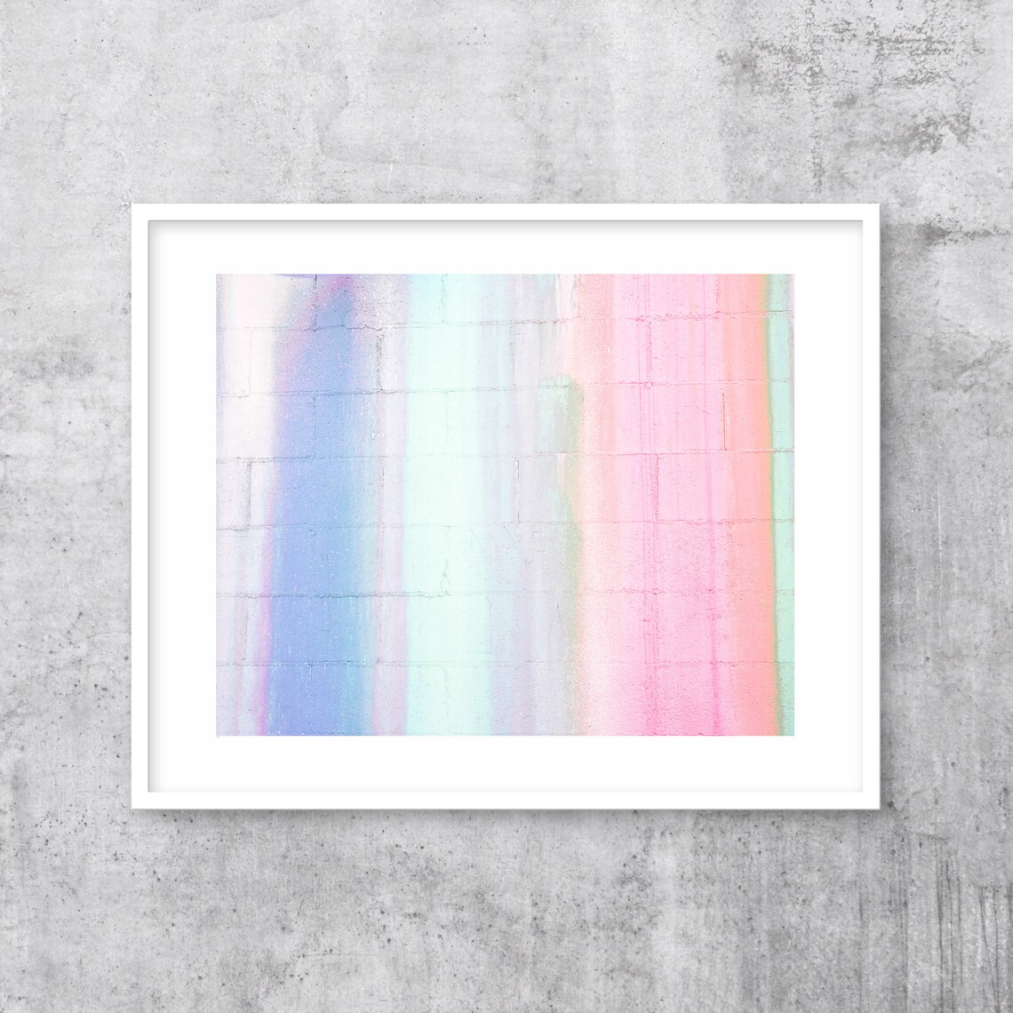 Pastel Pink Blue Striped Brick Wall Dreamy Abstract Photo Poster - Image 3