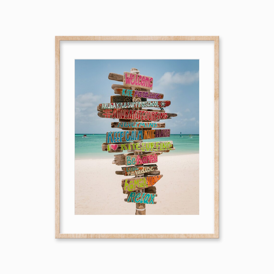Beach Sign Kitesurfing Coastal Wall Art Poster