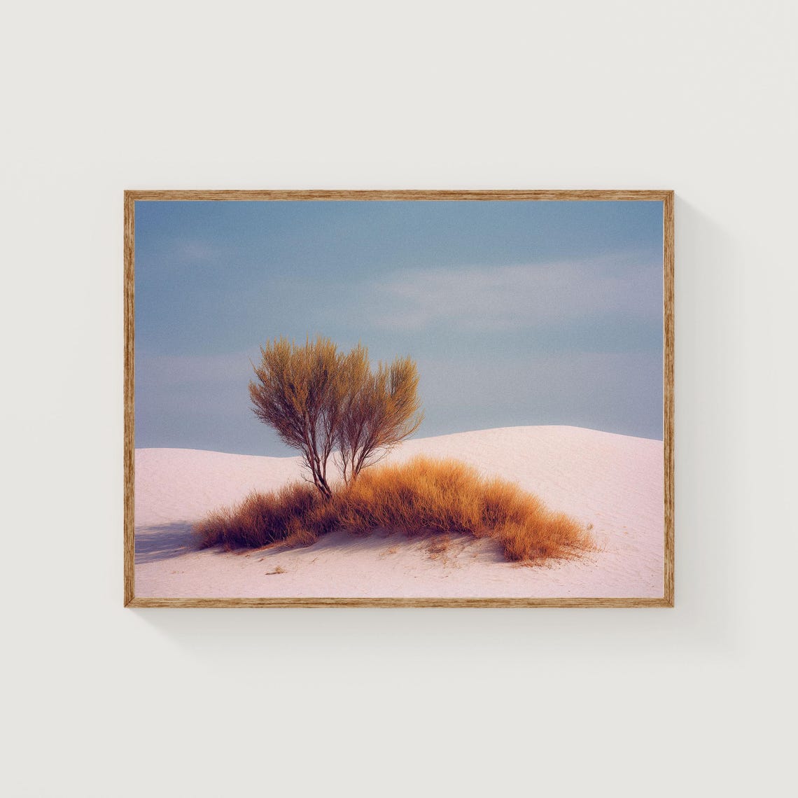 White Sand Dunes Lone Tree Minimalist Serene Nature Photo Print