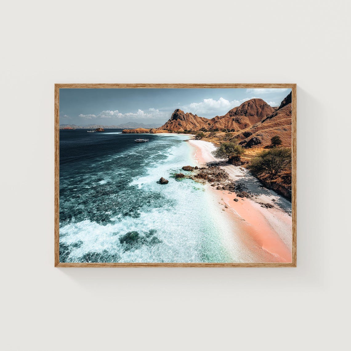 Komodo Island Pink Sand Beach Turquoise Ocean Indonesia Photo Poster