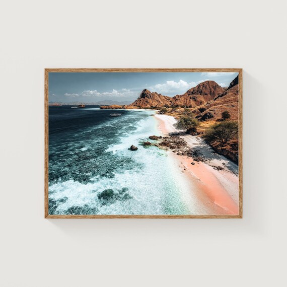 Komodo Island Pink Sand Beach Turquoise Ocean Indonesia Photo Poster