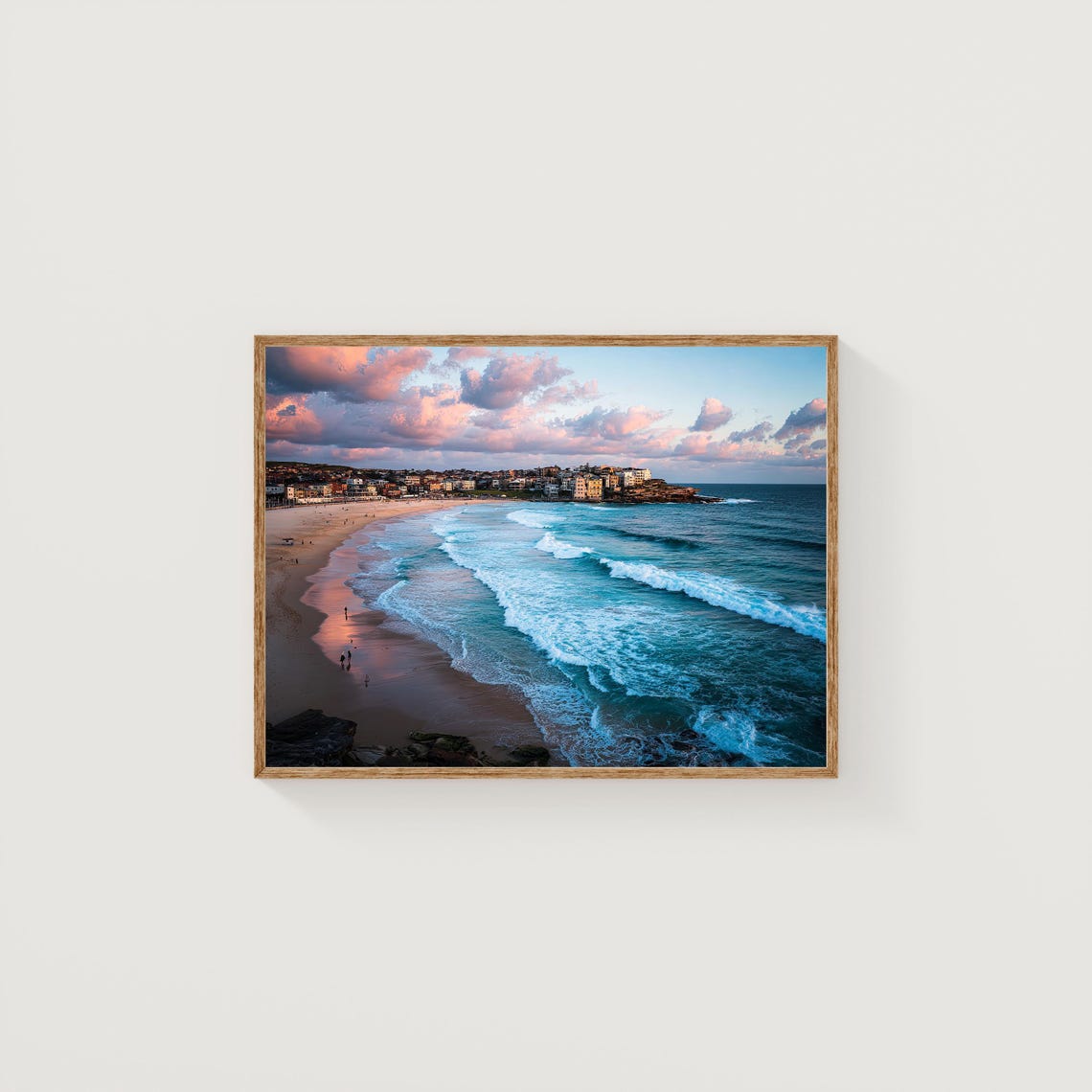 Bondi Beach Sunrise Pink Clouds Surf Waves Australia Photo Print