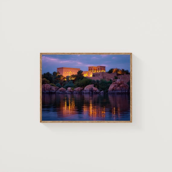 Philae Temple Egypt Night Print Aswan Reflection Wall Art