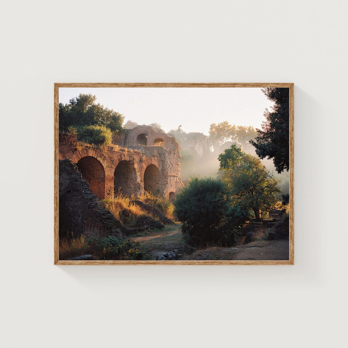 Ancient Rome Ruins Golden Hour Stone Arches Italy Travel Poster