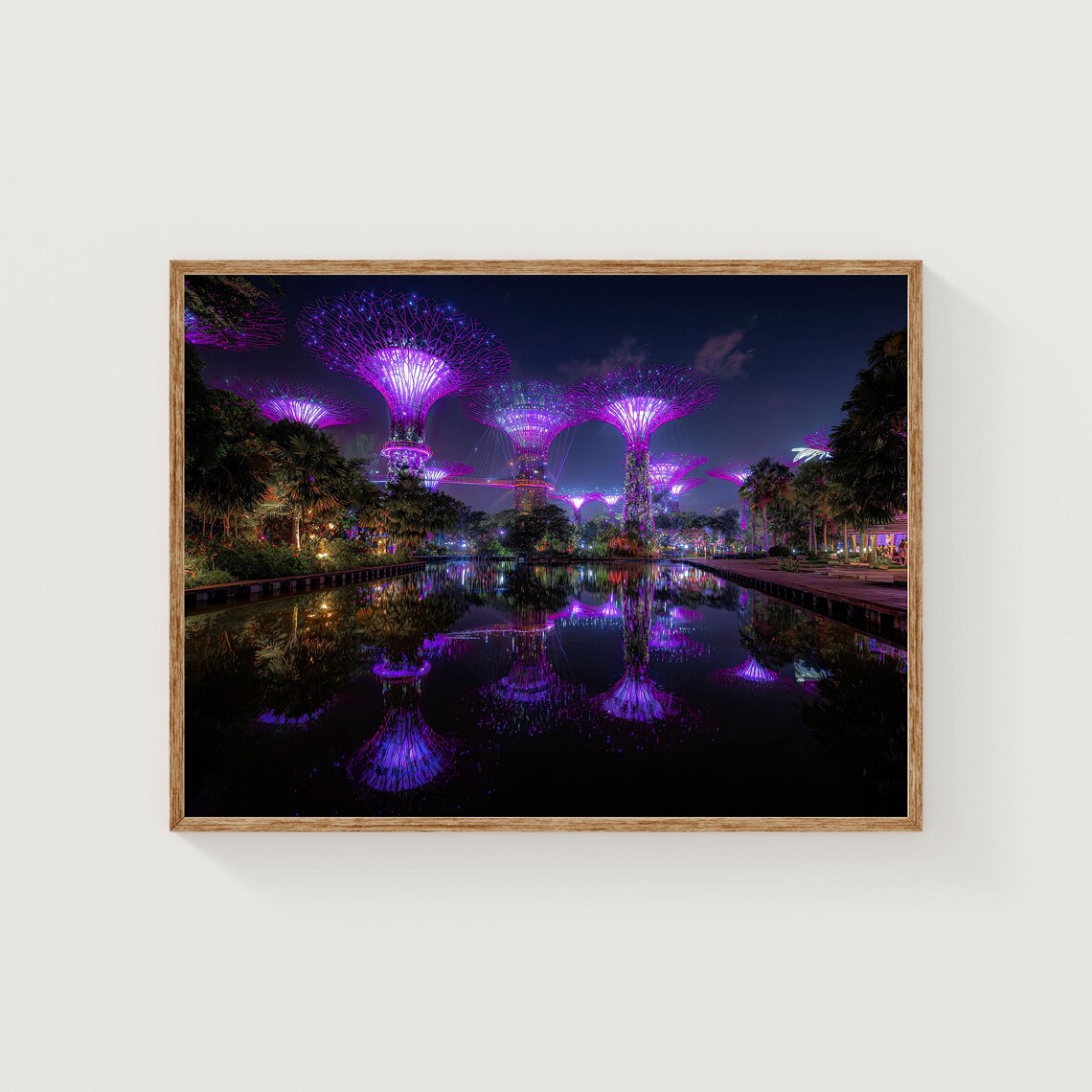 Singapore Gardens By The Bay Supertree Grove Night Lights Photo Poster