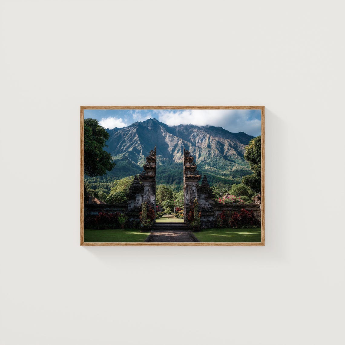 Bali Temple Gate Mount Agung Stone Split Gate Tropical Photo Print