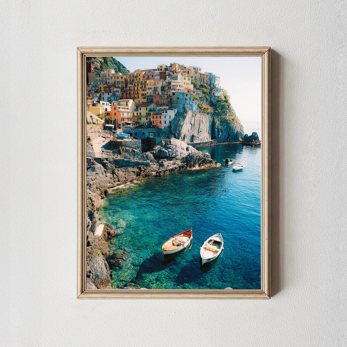 Cinque Terre Italy Colorful Cliff Village Coast Poster for Dining Room Decor