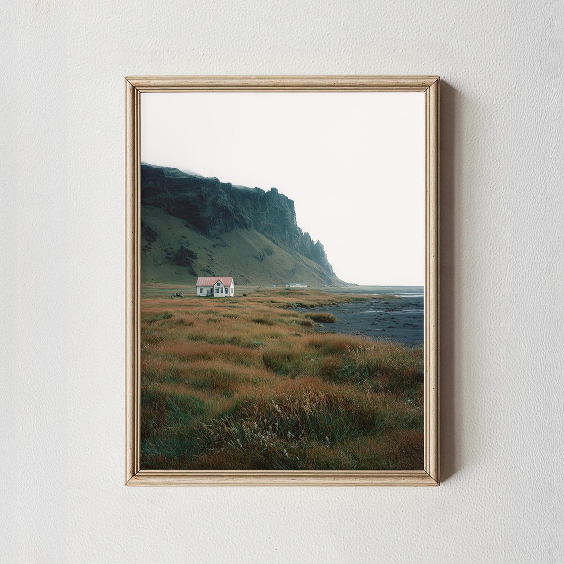 Iceland Black Sand Beach White House Coastal Photography Wall Art