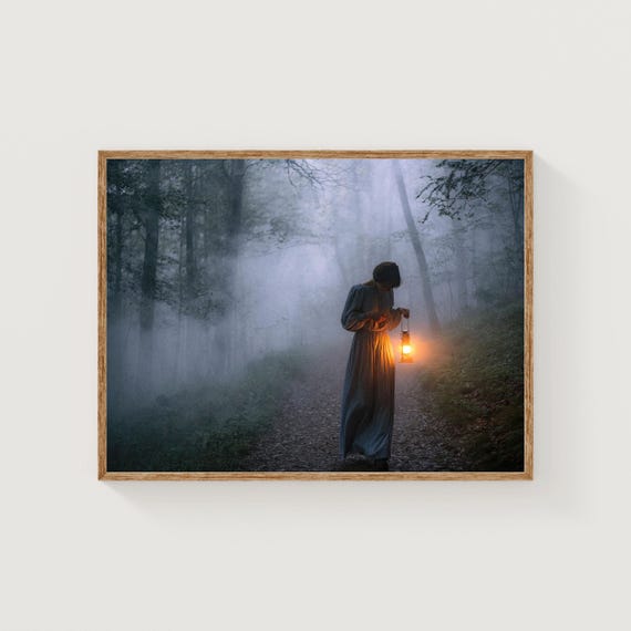 Lantern In Mist Fine Art Print Cinematic Forest Photography