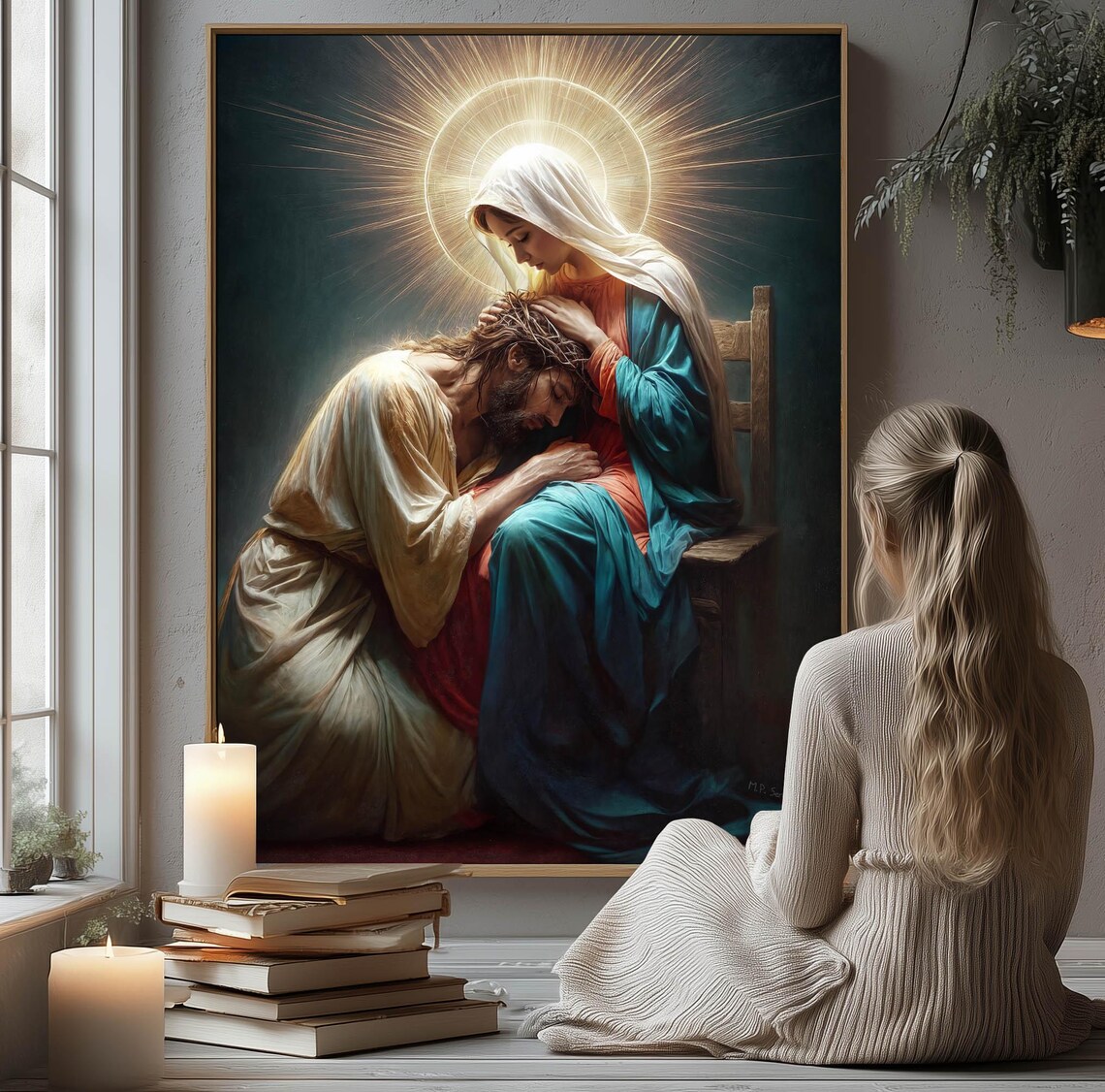 Pieta: Virgin Mary and Jesus Catholic Art Print - Image 3