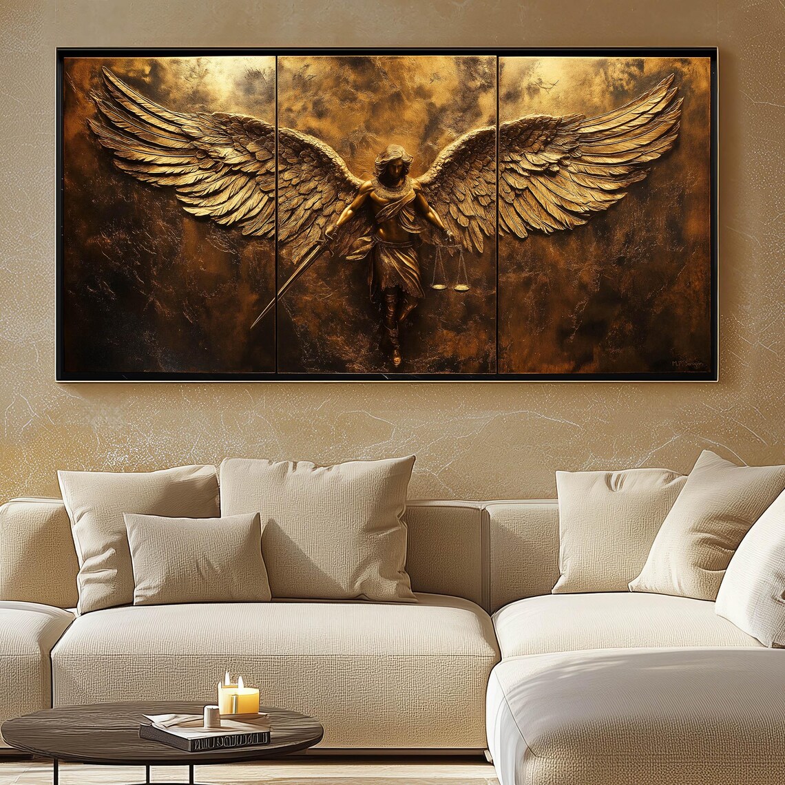 Saint Michael The Archangel Triptych, Art Print - Image 2