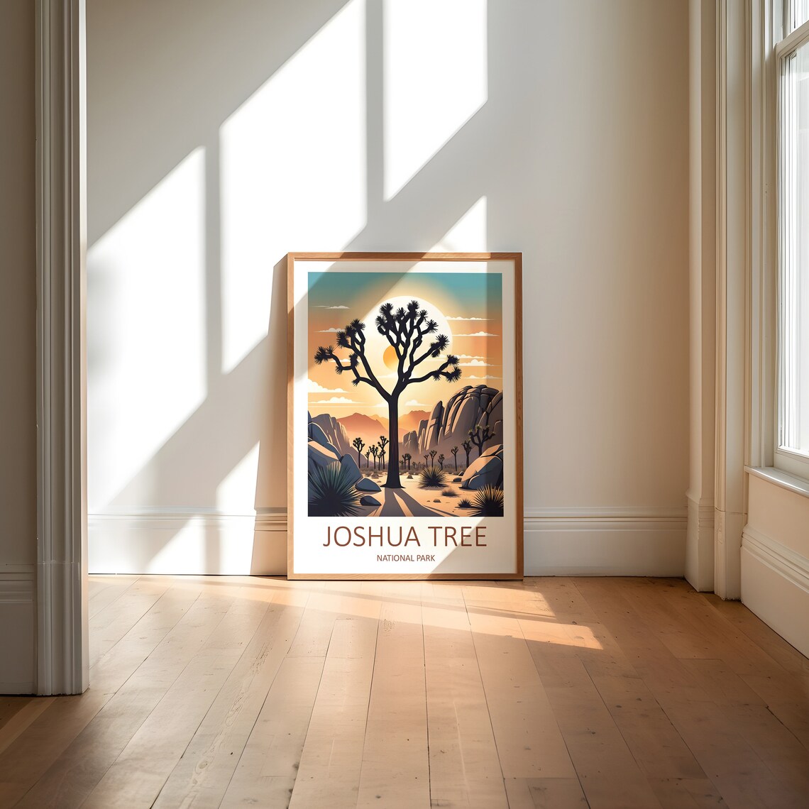 Joshua Tree National Park Desert Sunset Silhouette Art Poster - Image 6