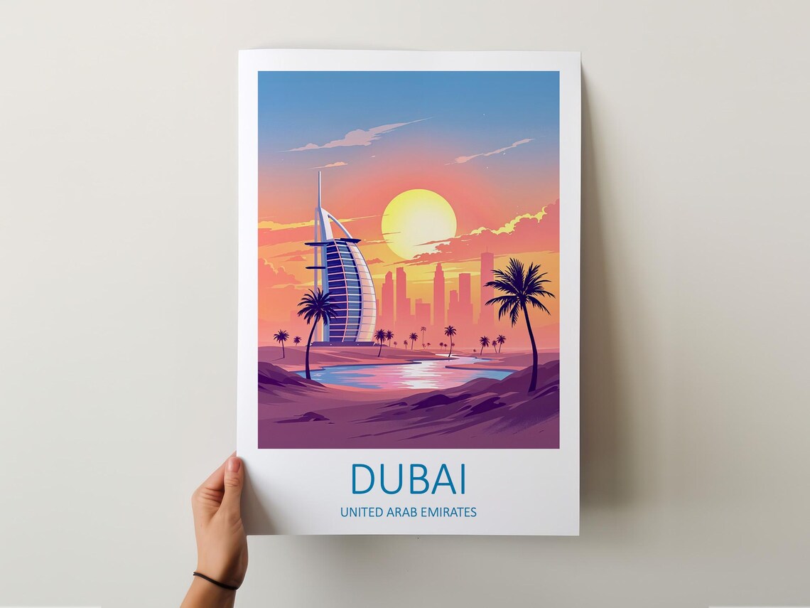 Dubai Burj Al Arab Sunset Skyline United Arab Emirates Poster - Image 5