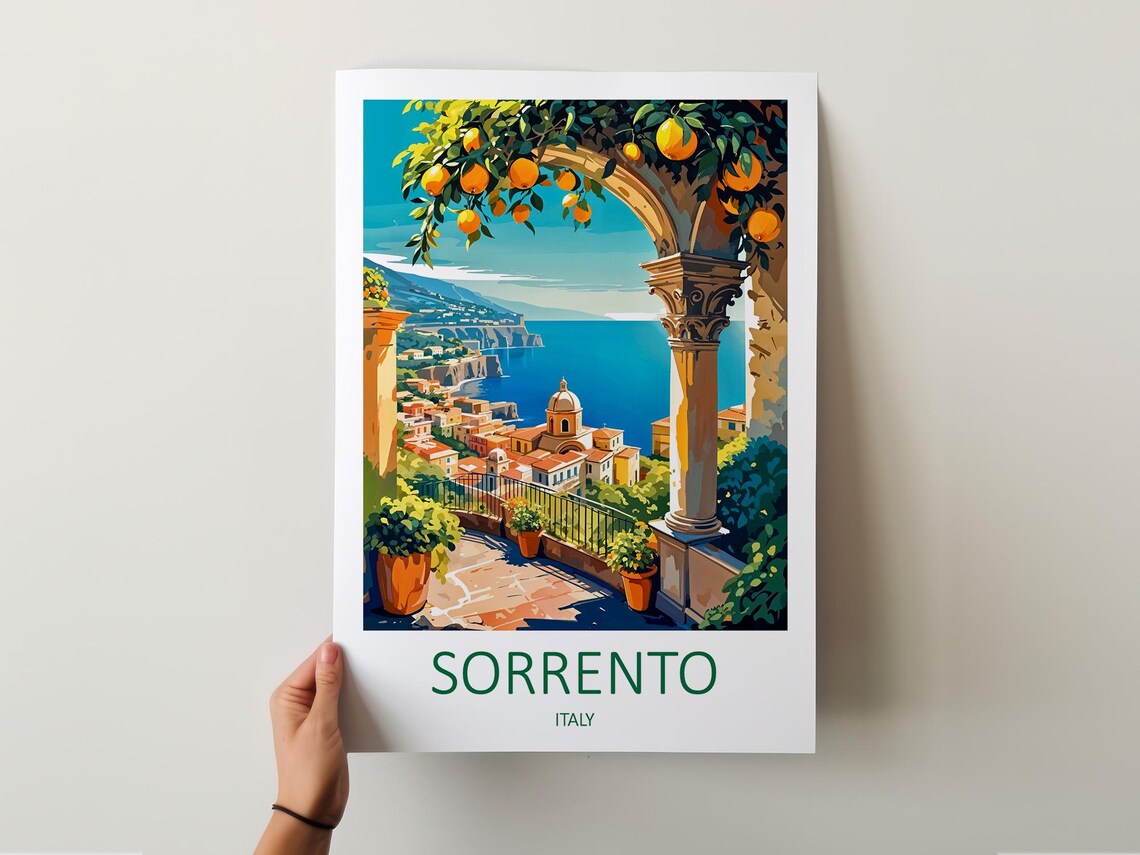 Sorrento Italy Orange Grove Terrace View Over Coastal Town Bay Poster - Image 5