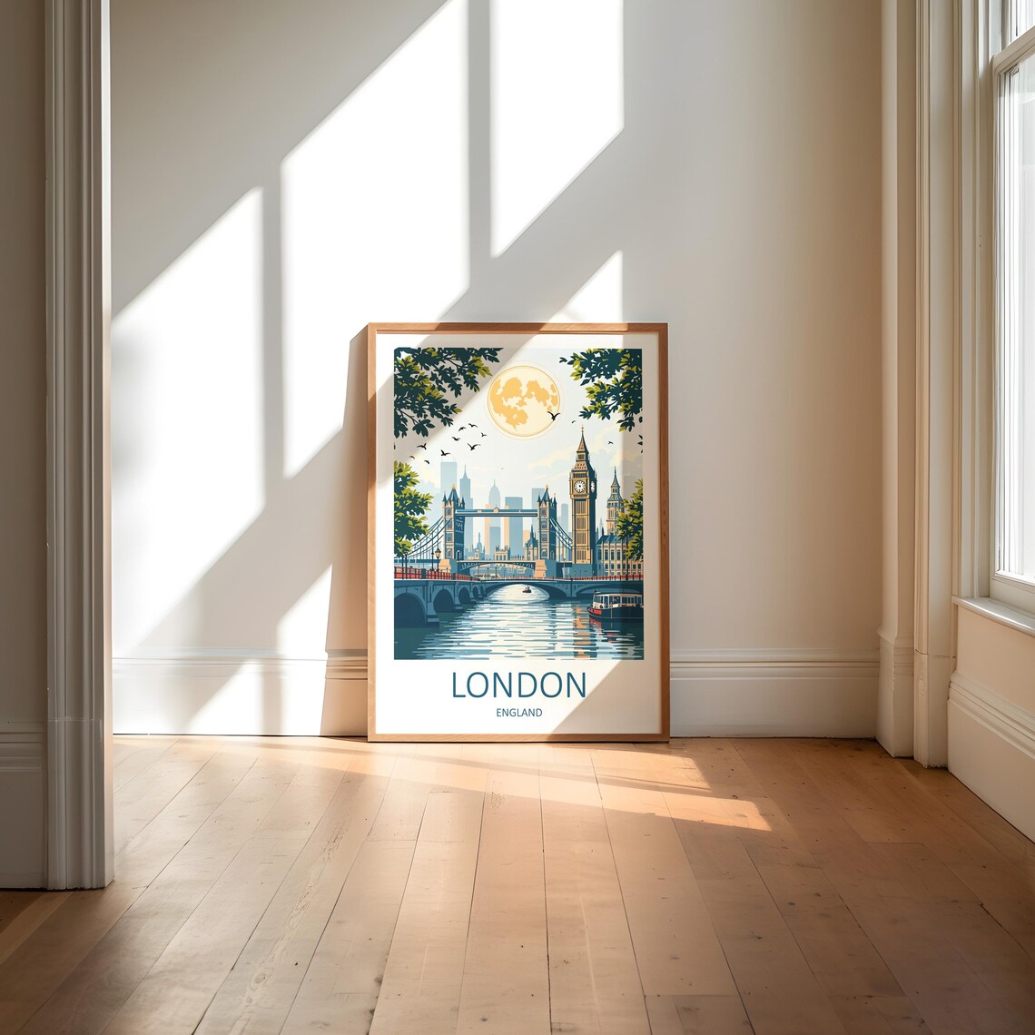 London England Tower Bridge Big Ben Moonlit Thames River Poster - Image 6