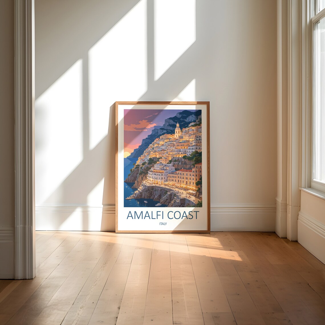 Amalfi Coast Italy Cliffside Town Evening Dusk Travel Poster - Image 6