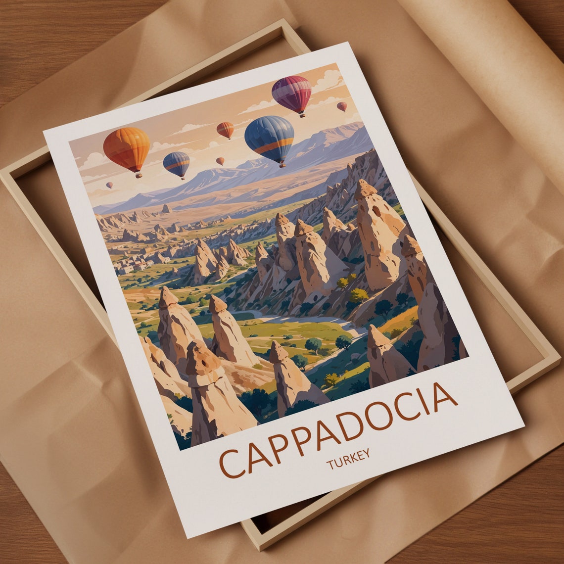 Cappadocia Turkey Hot Air Balloons Desert Valley Travel Poster - Image 4