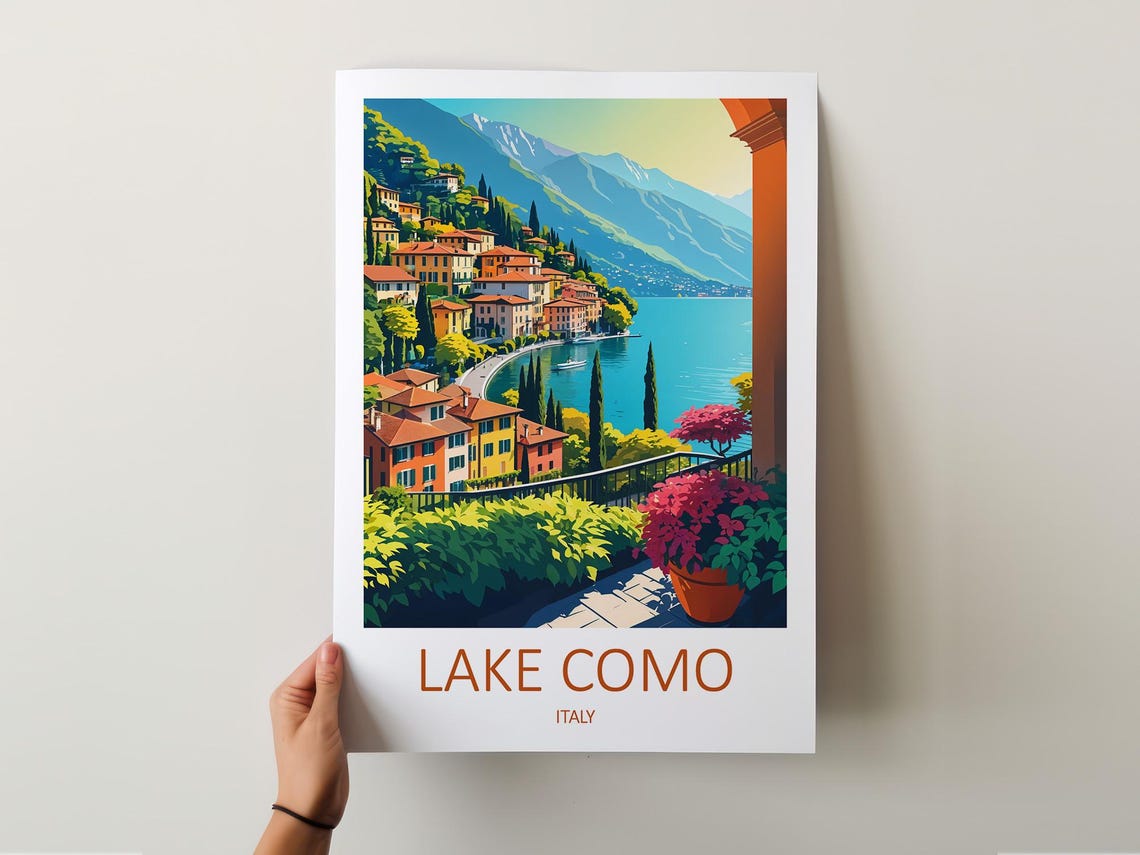 Lake Como Print Italy Print Lake Como Art Italian Prints Lake Como Poster Lake Como Italy Art Italy Travel Print Travel Memories Gift - Image 5