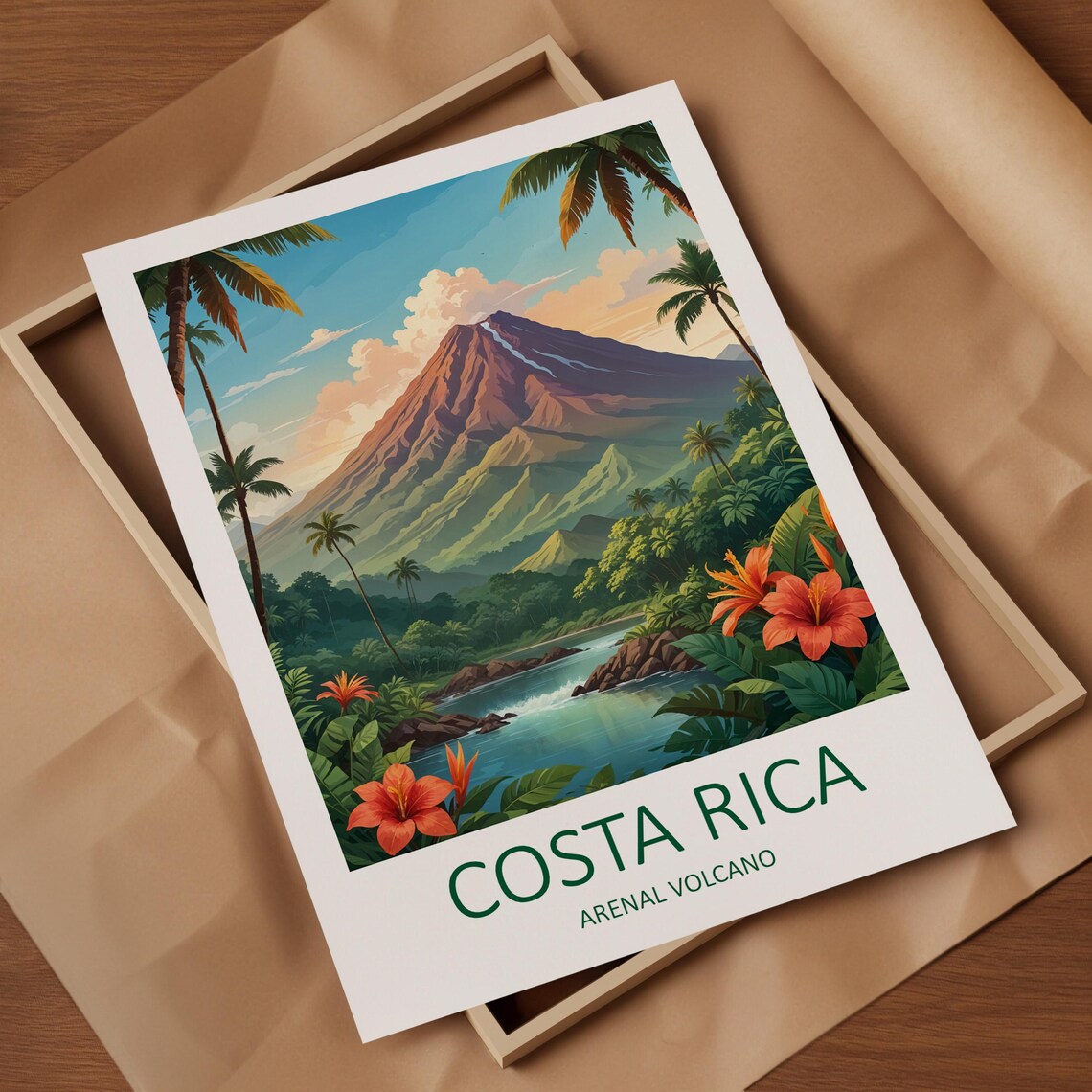 Costa Rica Arenal Volcano Tropical Lagoon Sunrise Jungle Poster - Image 4