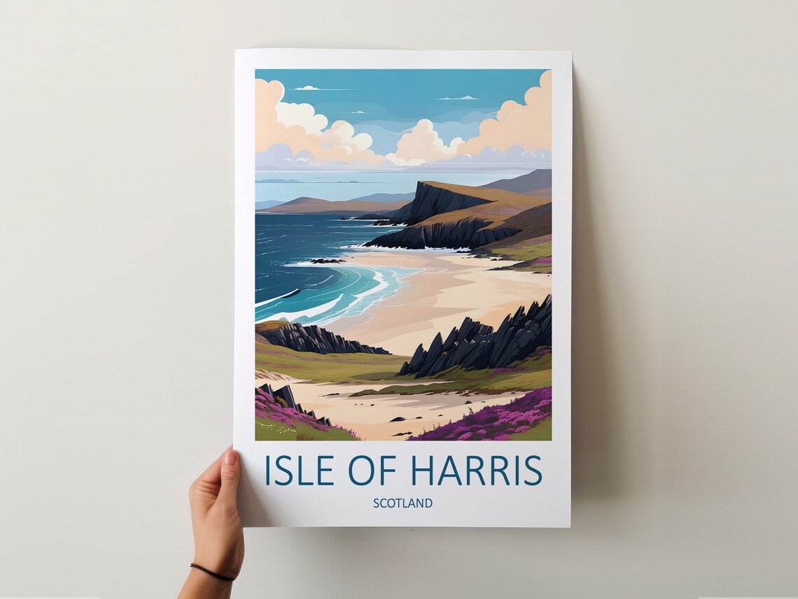 Isle Of Harris Scotland Wild Beach With Heather Covered Hills Poster - Image 5