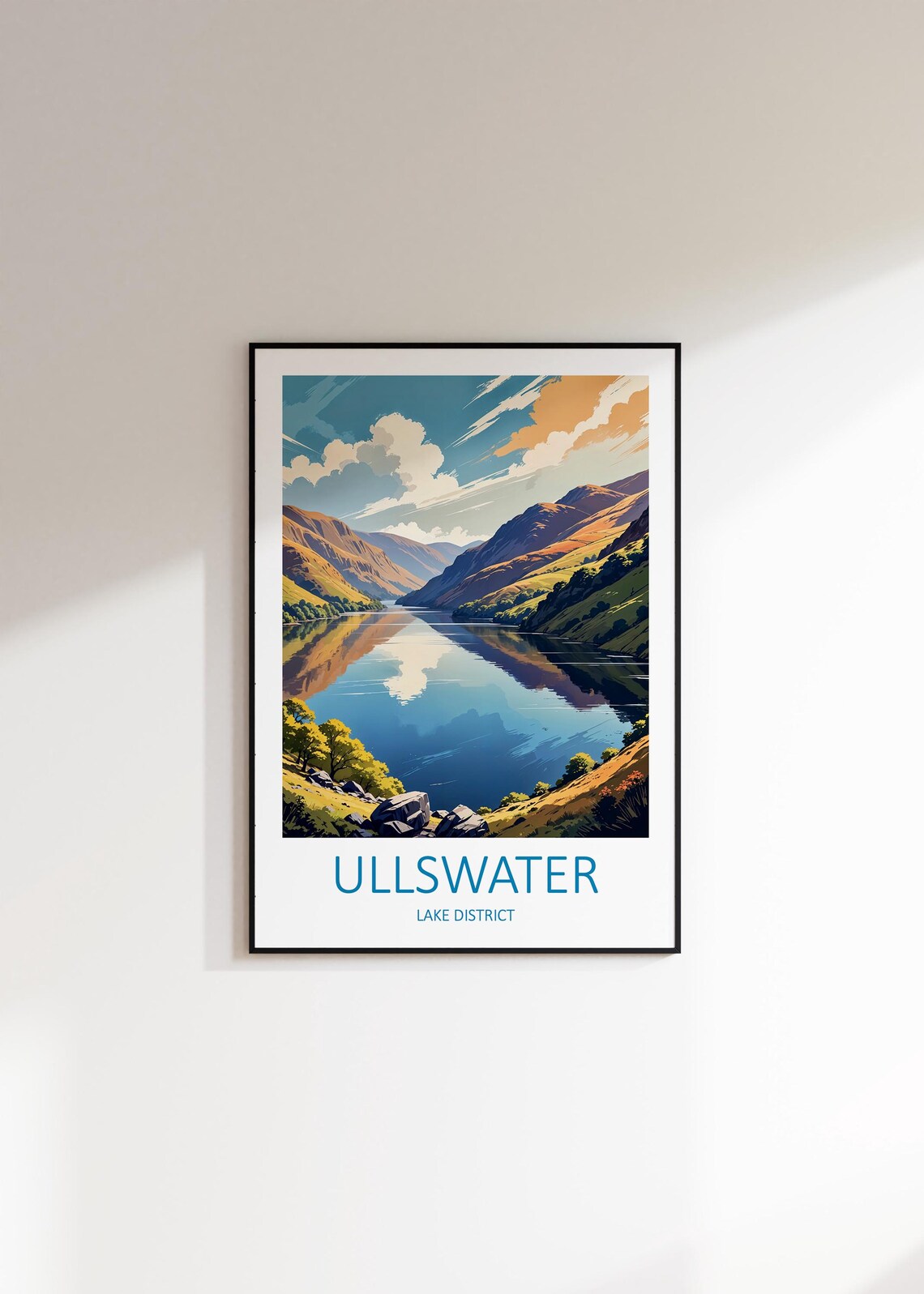 Ullswater Lake District Serene Lake Mountain Reflection Travel Poster - Image 3