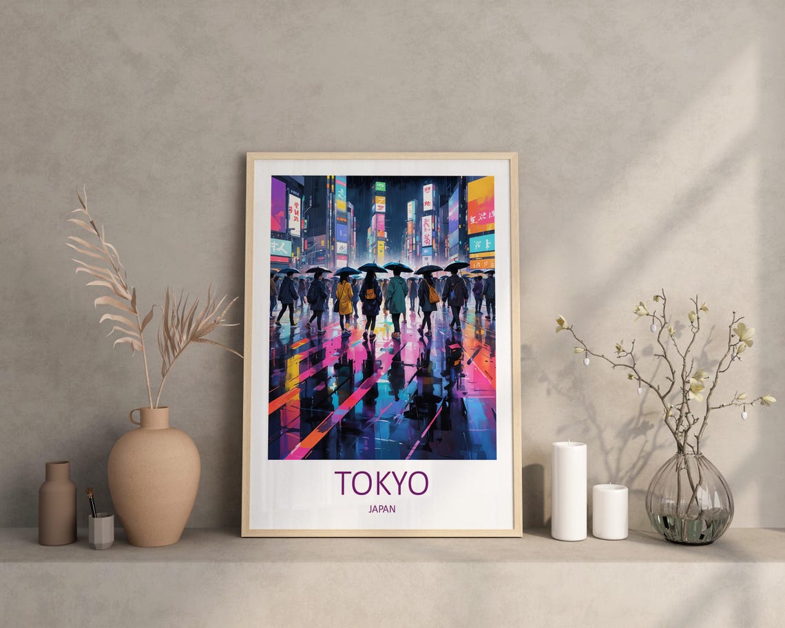 Tokyo Travel Print Wall Art Tokyo Japan Birthday Present Tokyo Poster Shibuya Crossing Home Decor Wall Hanging Japanese Print Anniversary - Image 2