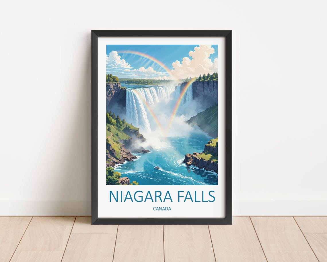 Niagara Falls Canada Rainbow Mist Waterfall Gorge View Poster
