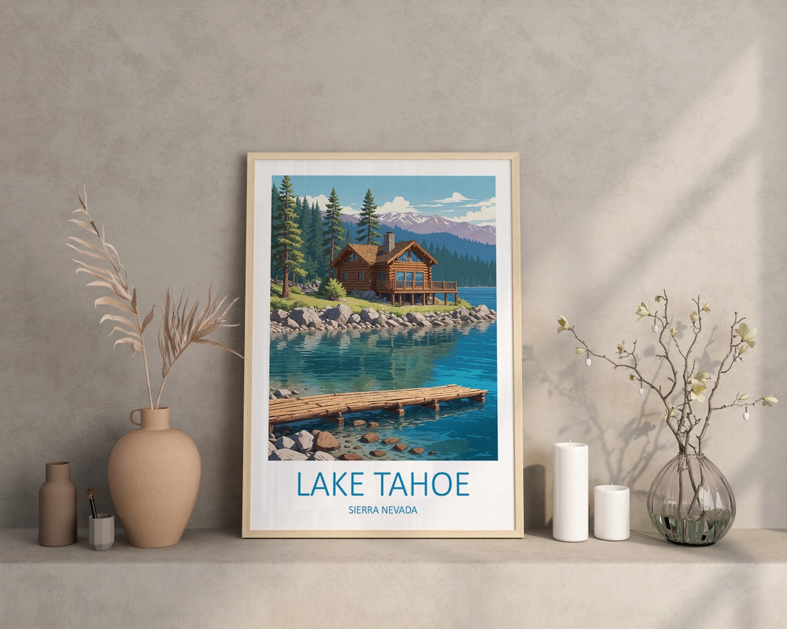Lake Tahoe Print Lake Tahoe Poster National Park Poster Sierra Nevada California Poster Lake Tahoe Travel Print Lakes Poster Print - Image 4