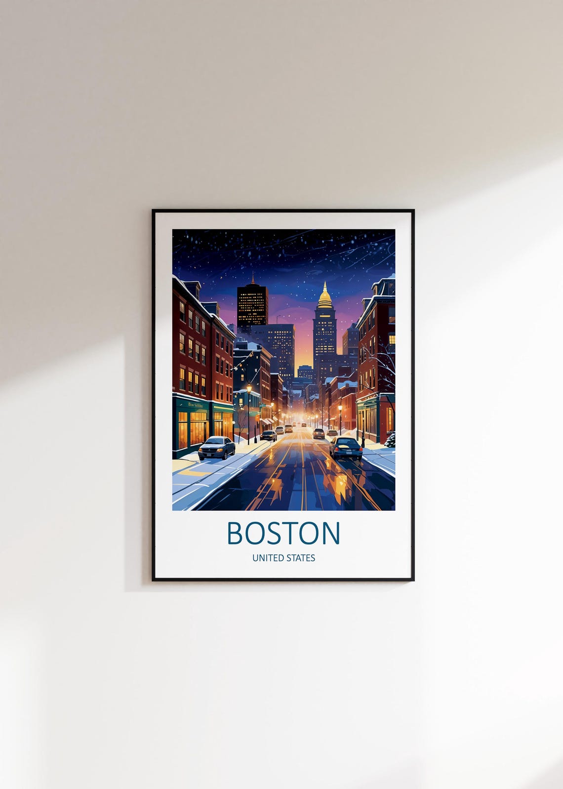 Boston Print Boston Poster Boston Massachusetts Travel Print Travel Poster Boston Wall Art Boston Art Print United States Travel Gift - Image 2