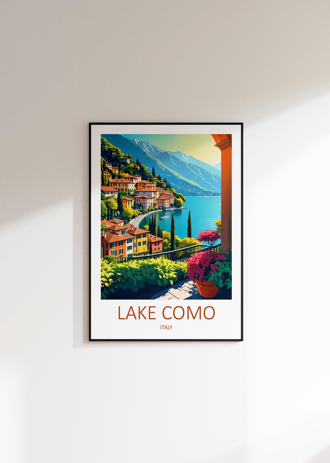 Lake Como Italy Lakeside Town Terrace Archway Vintage Travel Poster - Image 2