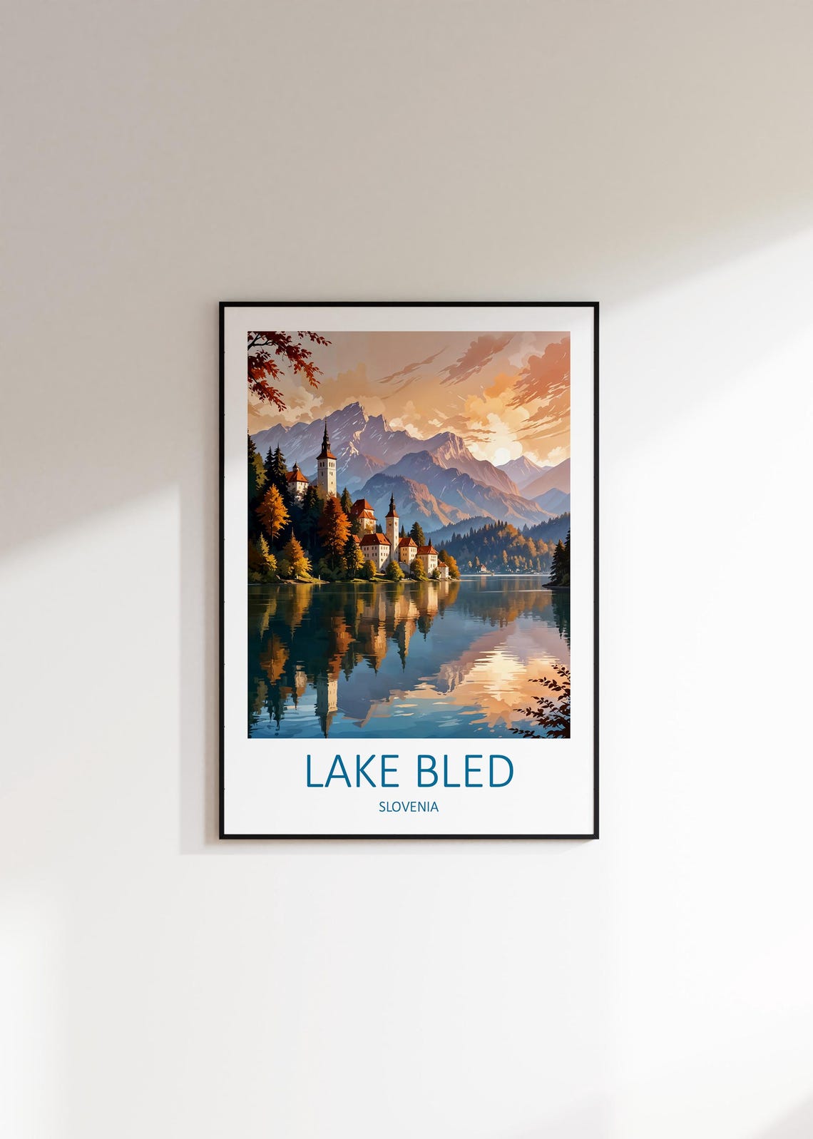 Lake Bled Print Lake Bled Poster Lake Bled Slovenia Slovenia Art Print Travel Wall Art Lake Lake Bled Travel Print Art Lover Gift - Image 3