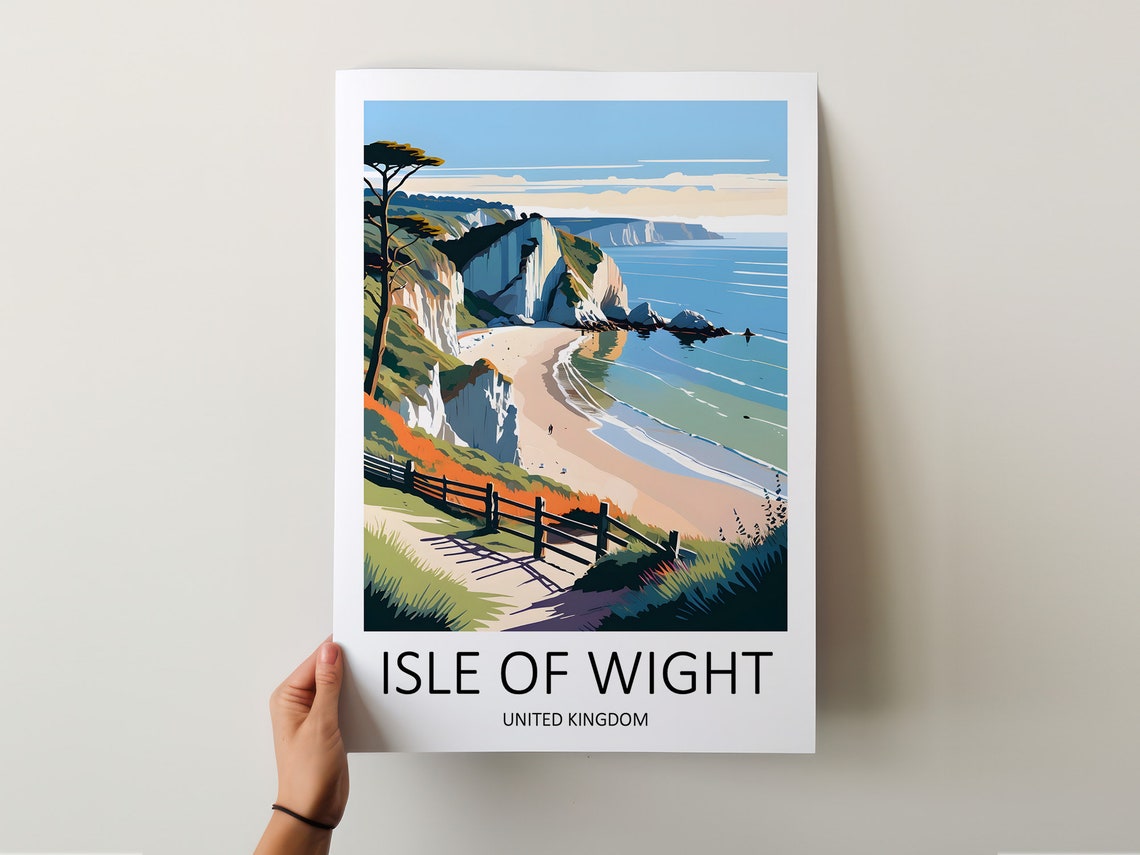 Isle Of Wight England Chalk Cliffs Secluded Beach Path Poster - Image 5