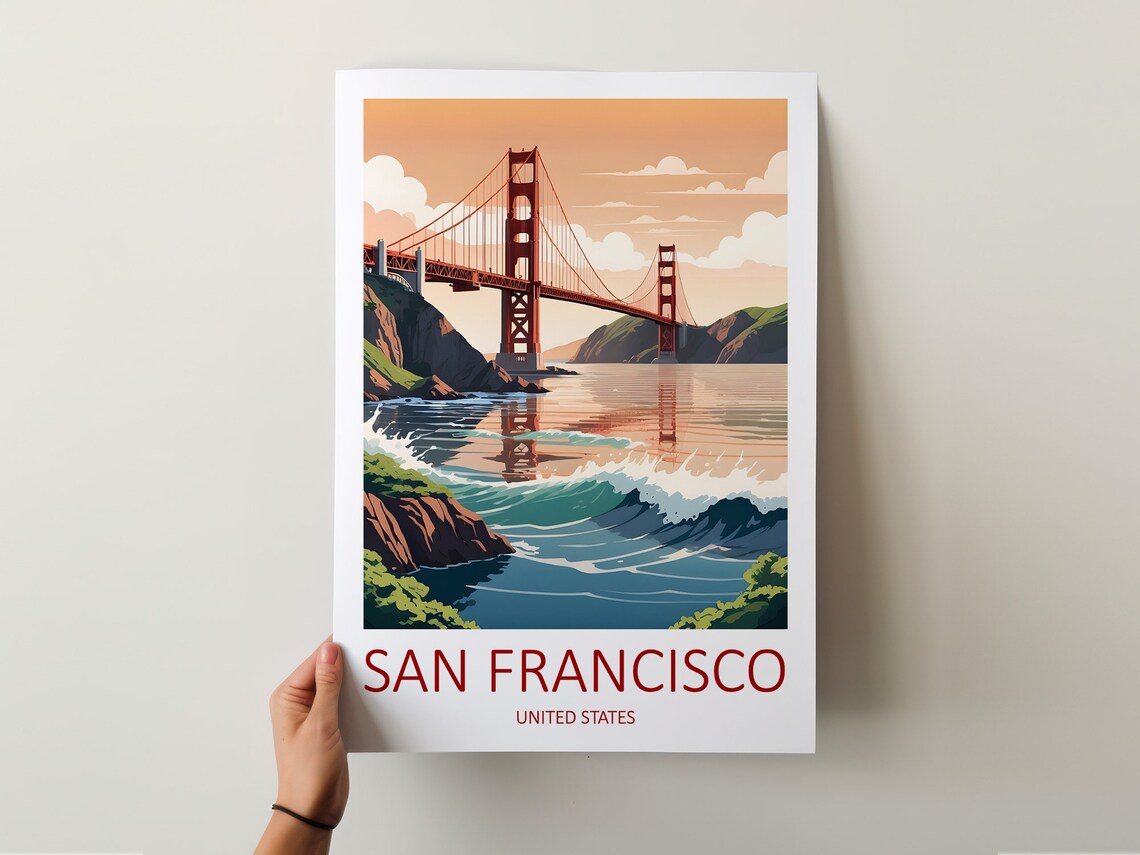 San Francisco Golden Gate Bridge At Sunset California Poster - Image 5