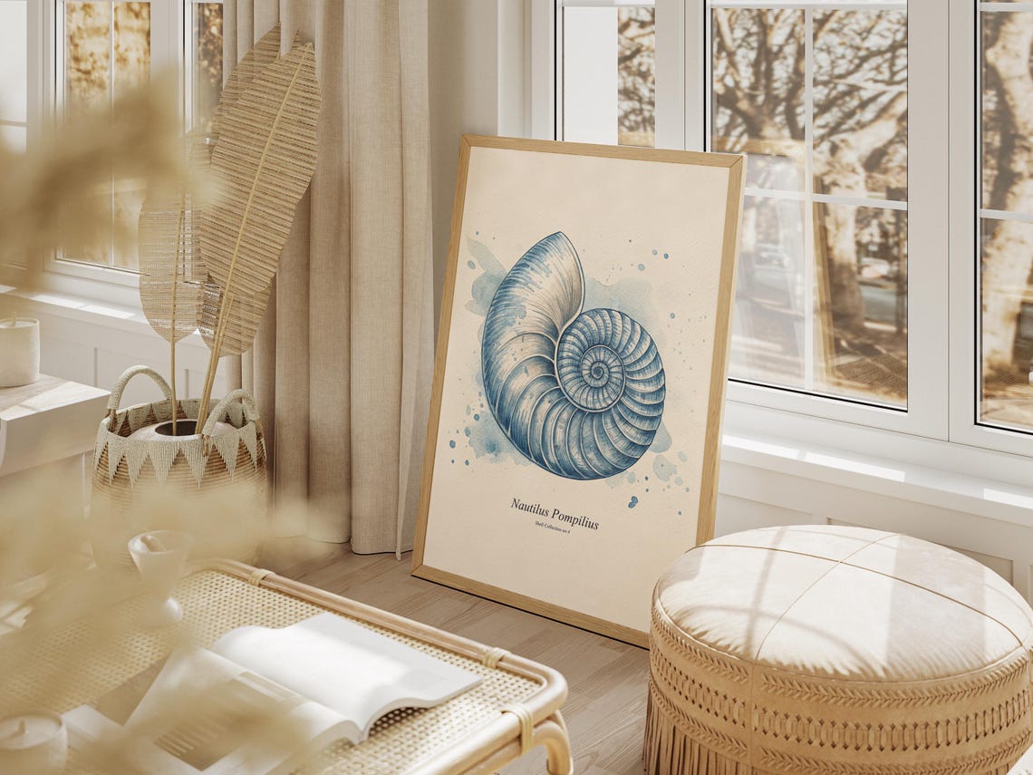 Watercolor Seashell Print, Coastal Antique Drawing - Image 4